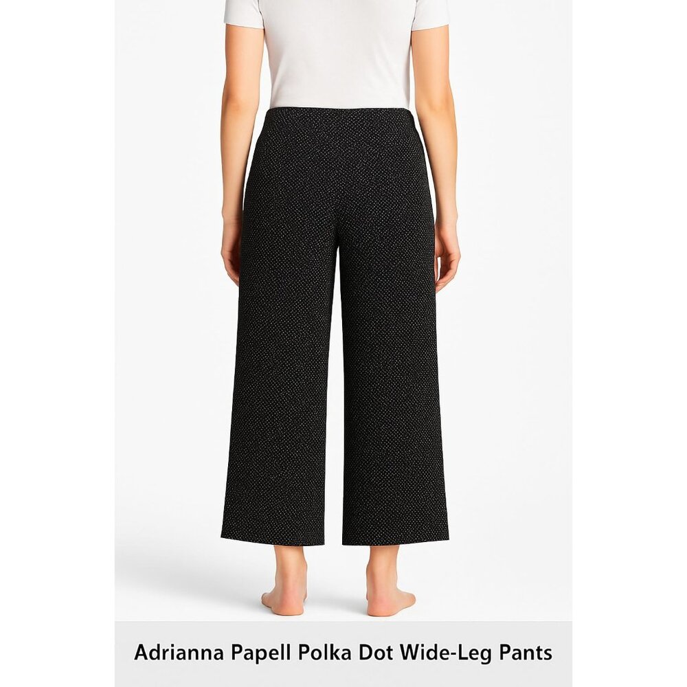 Adrianna Papell LG Polka Dot Culotte Pants Retro Wide Leg Trousers Chic Goucho - Picture 3 of 10